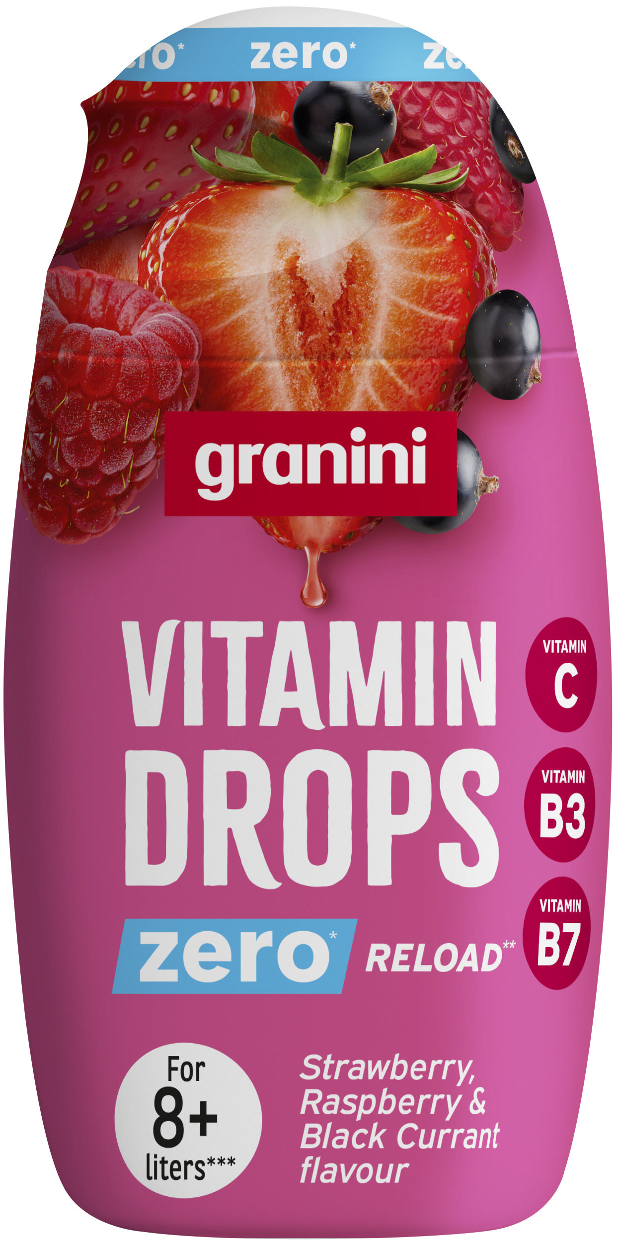 Granini Vitamin Drops Zero Reload Raspberry, Strawberry & Blackcurrant 65ml
