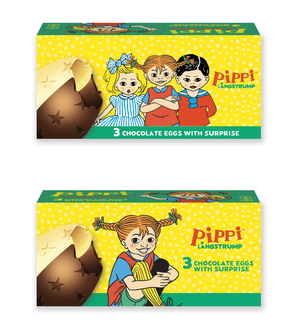 Pippi Långstrump 3-pack Chokladägg 60g