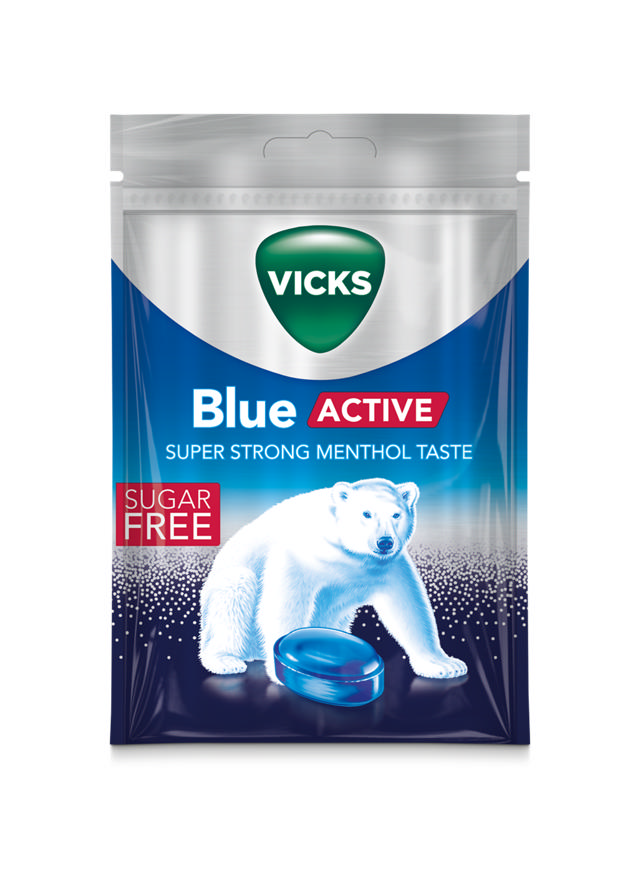 Vicks Blue Active Sockerfri 72g